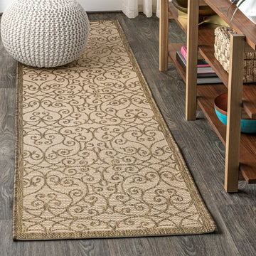 Madrid Vintage Filigree Textured Weave Indoor/outdoor Runner Rug